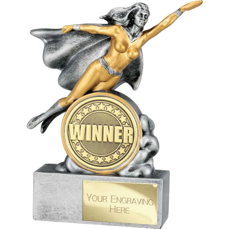 Hero Female Winner Award Antique Silver 140mm