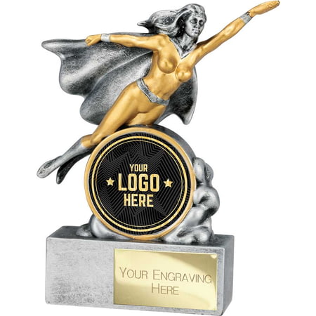 Superhero Resin Female Award Antique Silver & Gold 140mm