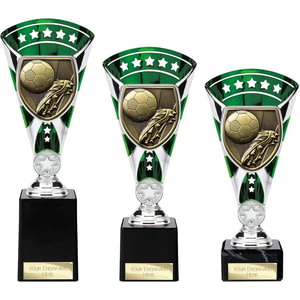 Cobra Star Cup Football Boot & Ball Silver & Green