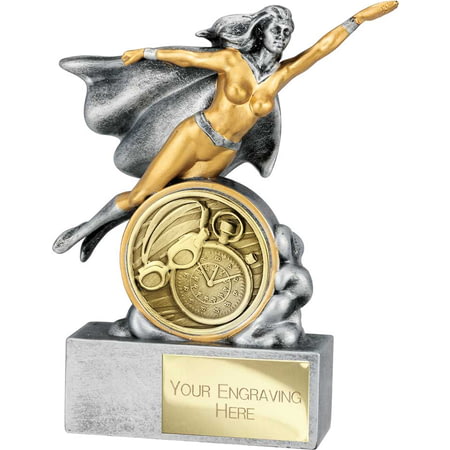 Hero Female Swimming Award Antique Silver 140mm