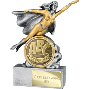 Hero Female Spelling Award Antique Silver 140mm