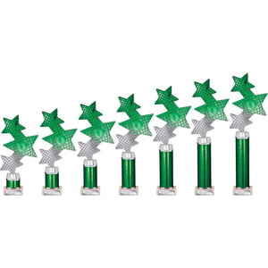 Trinity Star Multisport Tube Trophy Green & Silver