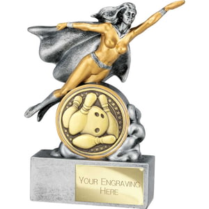 Hero Female Ten Pin Bowling Award Antique Silver 140mm