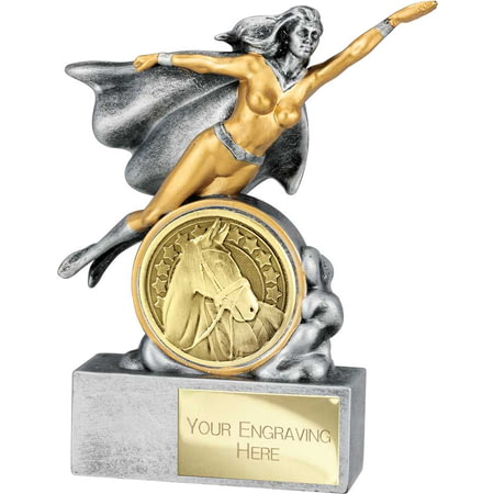 Hero Female Equestrian Award Antique Silver 140mm