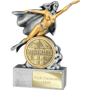 Hero Female Maths Award Antique Silver 140mm