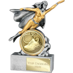 Hero Female Running Award Antique Silver 140mm