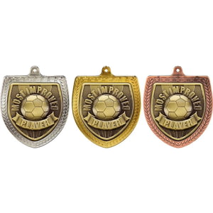 Cobra Football Most Improved Shield Medal Gold 75mm