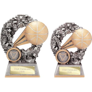 Blast Out Basketball Award Antique Silver & Gold