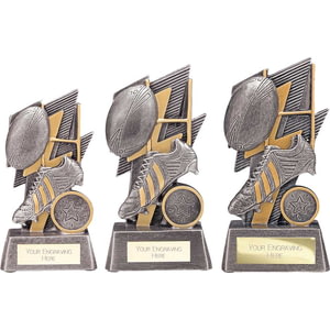 Strike Bolt Rugby Award Antique Silver & Gold