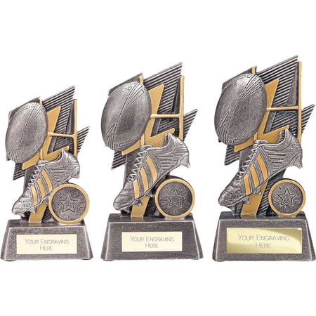 Strike Bolt Rugby Award Antique Silver & Gold